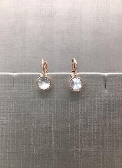 Forever Crystals Rose Gold Petite Huggie Clear Crystal Earrings