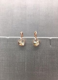 Forever Crystals Rose Gold Petite Huggie Golden Shadow Earrings