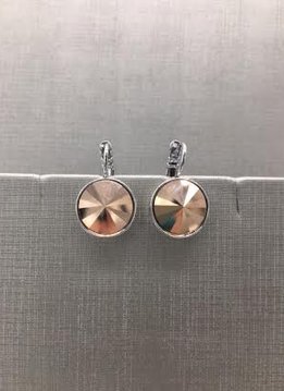 Forever Crystals Silver XL Huggie Rose Gold Earrings