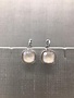 Forever Crystals Silver Cushion Cut Huggie Ivory Cream Earrings