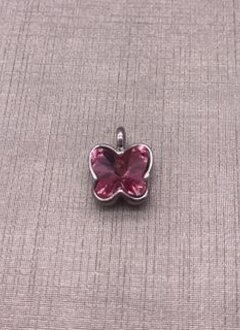 Forever Crystal Light Rose Butterfly Charm