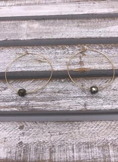 Gold Hoop Earrings with Pyrite Squares