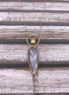 Chocolate Moonstone Pendant on Gold Necklace
