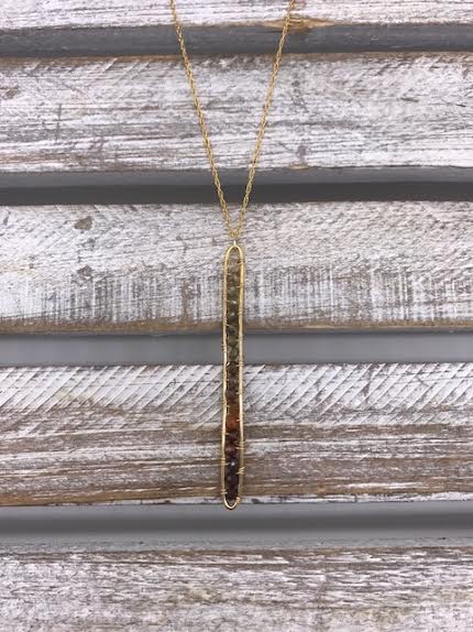 Gold Filled Tourmaline Vertical Bar Necklace