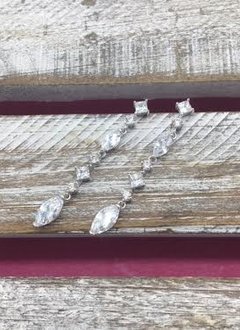 Cubic Zirconia Silver Mutli Shaped Stone Dangle Earrings
