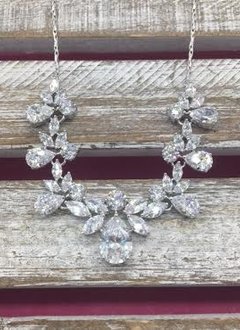 Cubic Zirconia Tear Drop and Marquise Necklace
