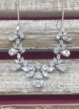 Cubic Zirconia Tear Drop and Marquise Necklace