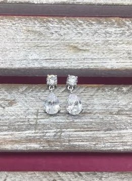 Cubic Zirconia Tear Drop and Round Earrings