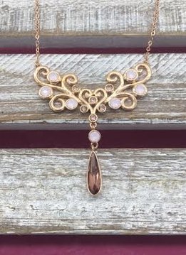 Swarovski Crystal Rose Gold Bib Necklace