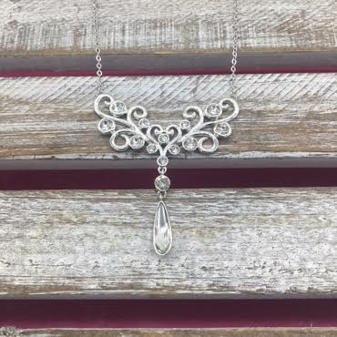 Swarovski Crystal Silver Bib Necklace