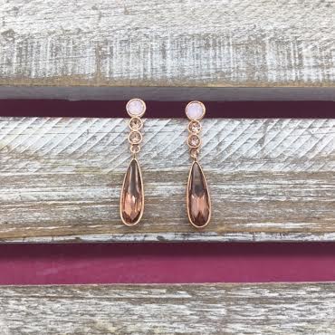 Swarovski Crystal Rose Gold Drop Earrings