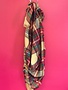 Beige and Mutli-Colored Plaid Triangle Scarf