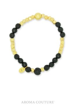 Black Onyx and Gold Stackable Lava Rock Diffuser Bracelet