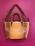 Brown Crocodile Print Leather Handbag