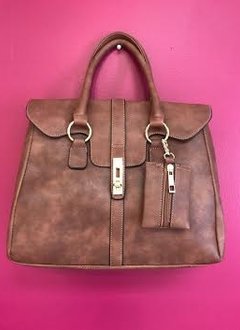 Brown Leather Designer Satchel Purse with Long Strap