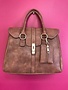 Brown Leather Designer Satchel Purse with Long Strap