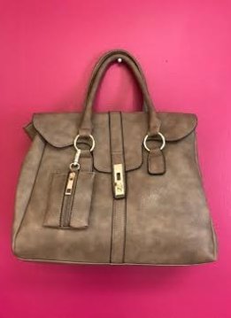 Stone Leather Designer Satchel Purse with Long Strap
