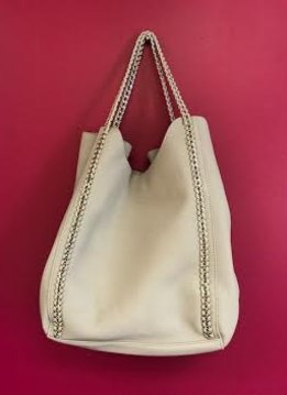 Grey Leather 2 in 1 Chained Shopper Tote Bag