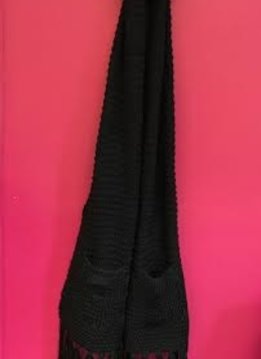 Black Chunky Knit Scarf with Two Pockets and End Tassels