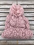 Light Pink Marled Chunky Knit Pom Beanie