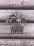 Clear Rhinestone Small Flower and Sprigs Silver Hair Comb