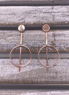 Rose Gold Dangle Geometric Circle Earring