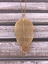 Simple Long Gold Necklace with Gold Leaf Pendant