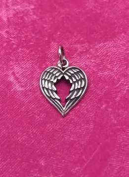 Sterling Silver Double Wing Shaped Into a Heart Charm