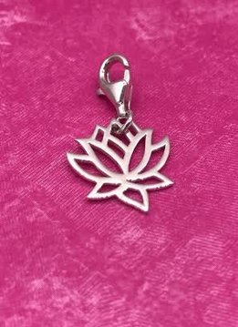 Sterling Silver Lotus Charm with Lobster Claw