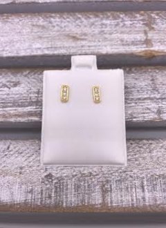 Gold Stainless Steel Rectangle Bar Studs with Cubic Zirconia