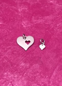 Sterling Silver Mother and Daughter Heart Charm Set
