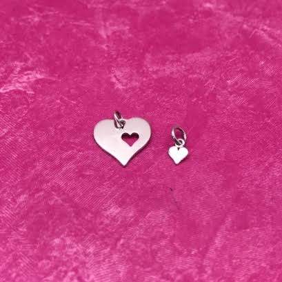 Sterling Silver Mother and Daughter Heart Charm Set