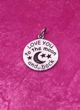 "Love you to the moon and back" Sterling Silver Charm