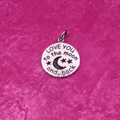 "Love you to the moon and back" Sterling Silver Charm