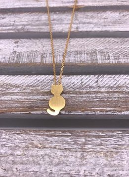 Stainless Steel Gold Cat Silhouette Necklace