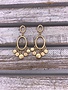 Gold Oval Dangle Earrings with Small Circles
