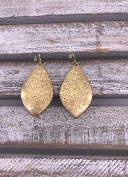 Gold Flower Design Dangling Earrings