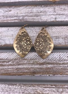 Antique Gold Flower Design Dangling Earrings