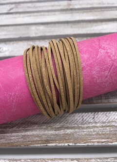 Brown Faux Leather Layered Bracelet with Magnetic Gold Closure