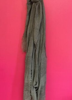 Gray Shredded Weave Open Blanket Scarf