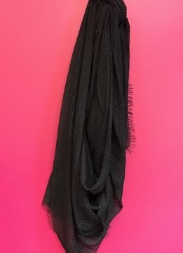 Black Shredded Weave Open Blanket Scarf