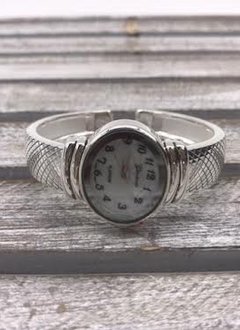 Silver Cuff Watch with Oval Face