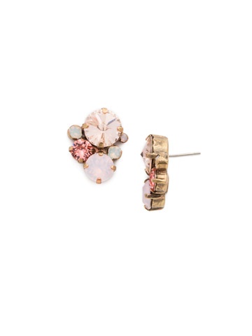 Sorrelli Gold Earrings Pink Peony