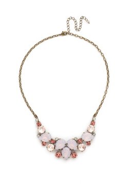 Sorrelli Gold Statement Necklace Pink Peony