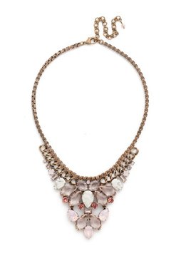 Sorrelli Gold Statement Necklace Pink Peony