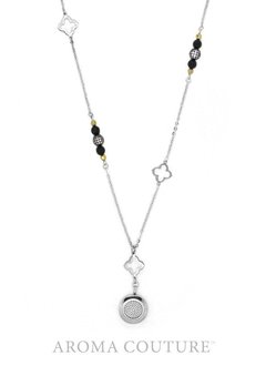 Nina Onyx Pave and Pyrite Diffuser Silver Necklace