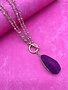 Gold Beaded Necklace with Pink Stone Pendant