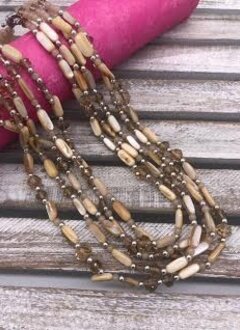 Layered Shell Tan Beaded Necklace