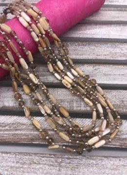 Layered Shell Tan Beaded Necklace
