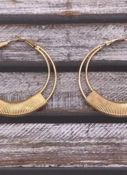 Large Gold Hoop Earrings with Wrapped Finish
